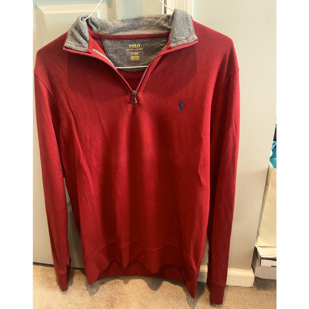 Ralph Lauren Red 1/4 zip size M (Barely worn)